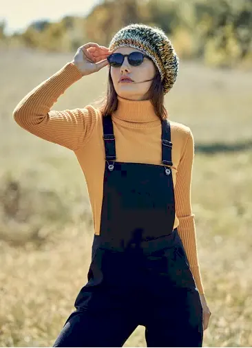 Salopet Bol Paça Cep Detaylı Siyah Bahçıvan Tulum 208